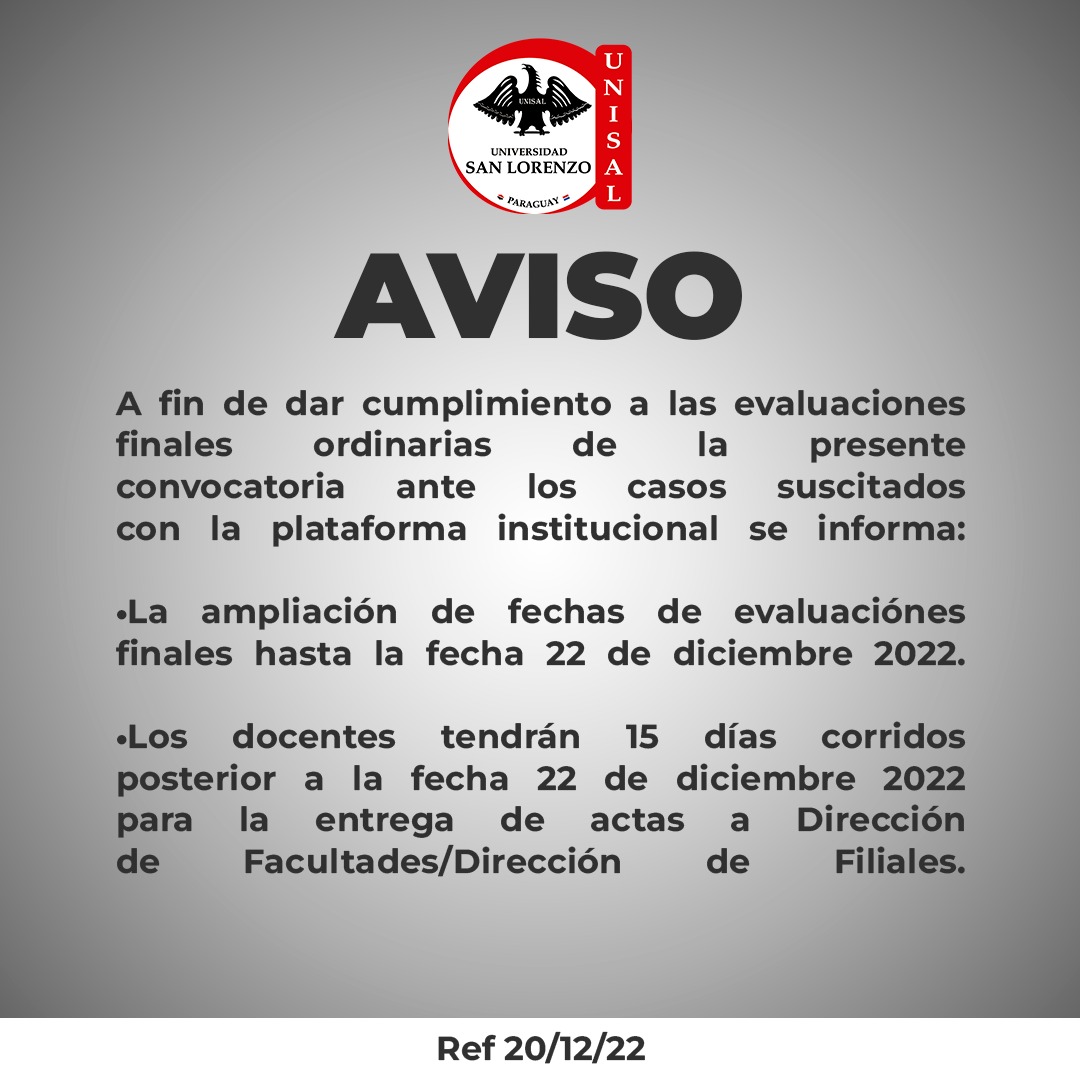 Aviso - Universidad San Lorenzo