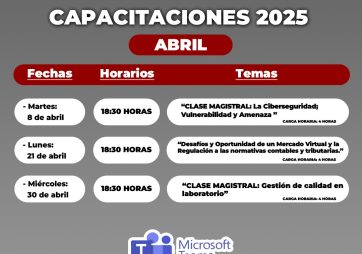 CALENDARIO DE CAPACITACIONES DEL MES DE ABRIL