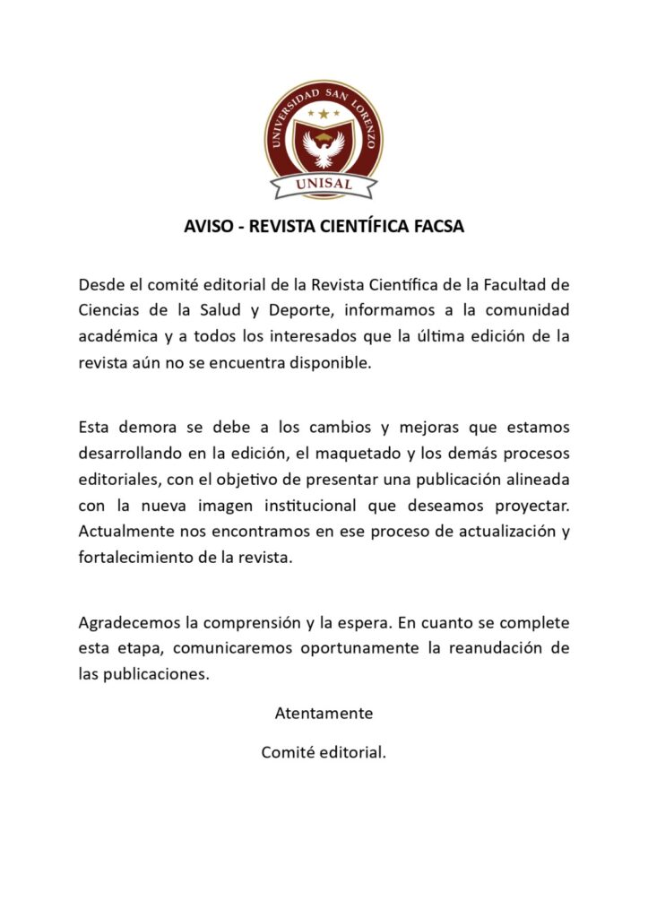 AVISO - REVISTA CIENTÍFICA FACSA